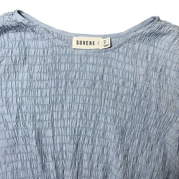 SOVERE Tie Front Light Blue Stretchy Crop Fit Top Blouse Size AUS 12 / US Large - Picture 2 of 9